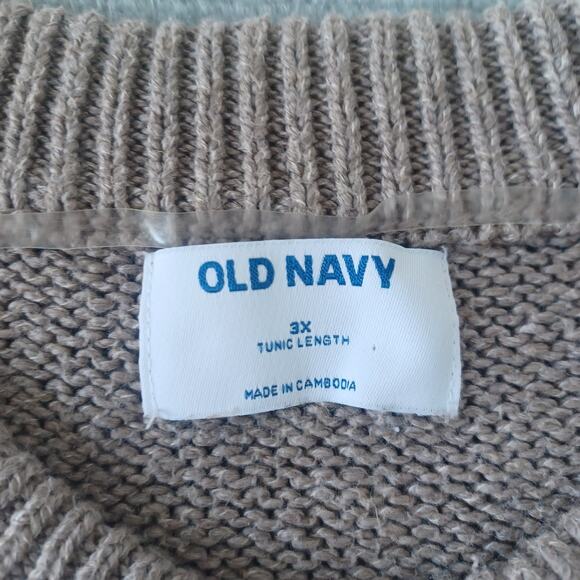 Old Navy‎ Sweater Women 3X Tan Tunic Casual Wide Neck Minimalist Clean Girl - Picture 3 of 10